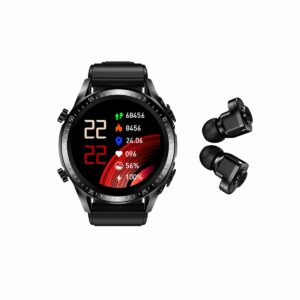 tuanzi jm03 2 in 1 smart watch with earbuds 1.28" smartwatch tws hifi stereo wireless headset combo bluetooth phone call for android ios(black)