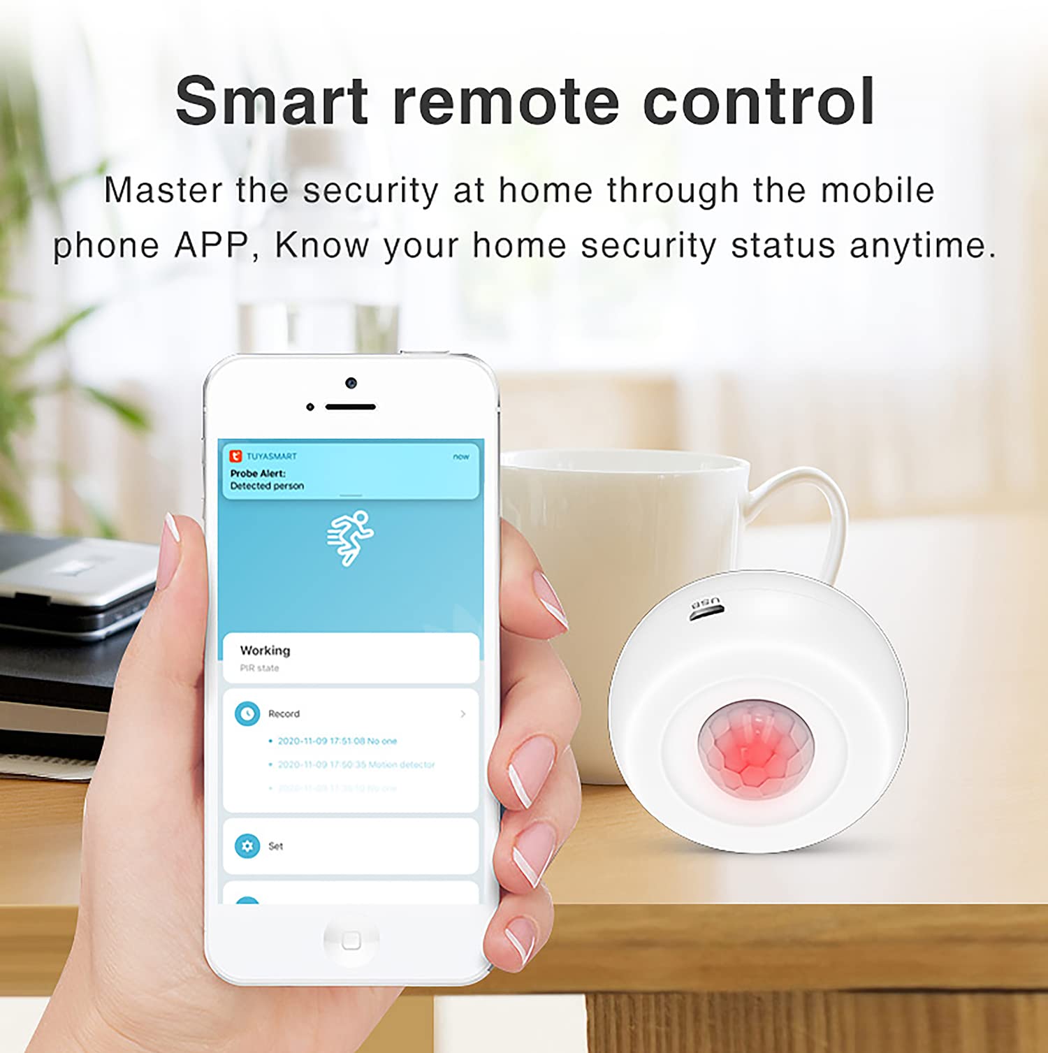 WiFi Smart Motion Sensor: PIR Motion Detector Alert, Wireless Infrared Home Security System with Free App Alerts, 360 Degree Detection Range, No Hub Required, for Smart Home Automation