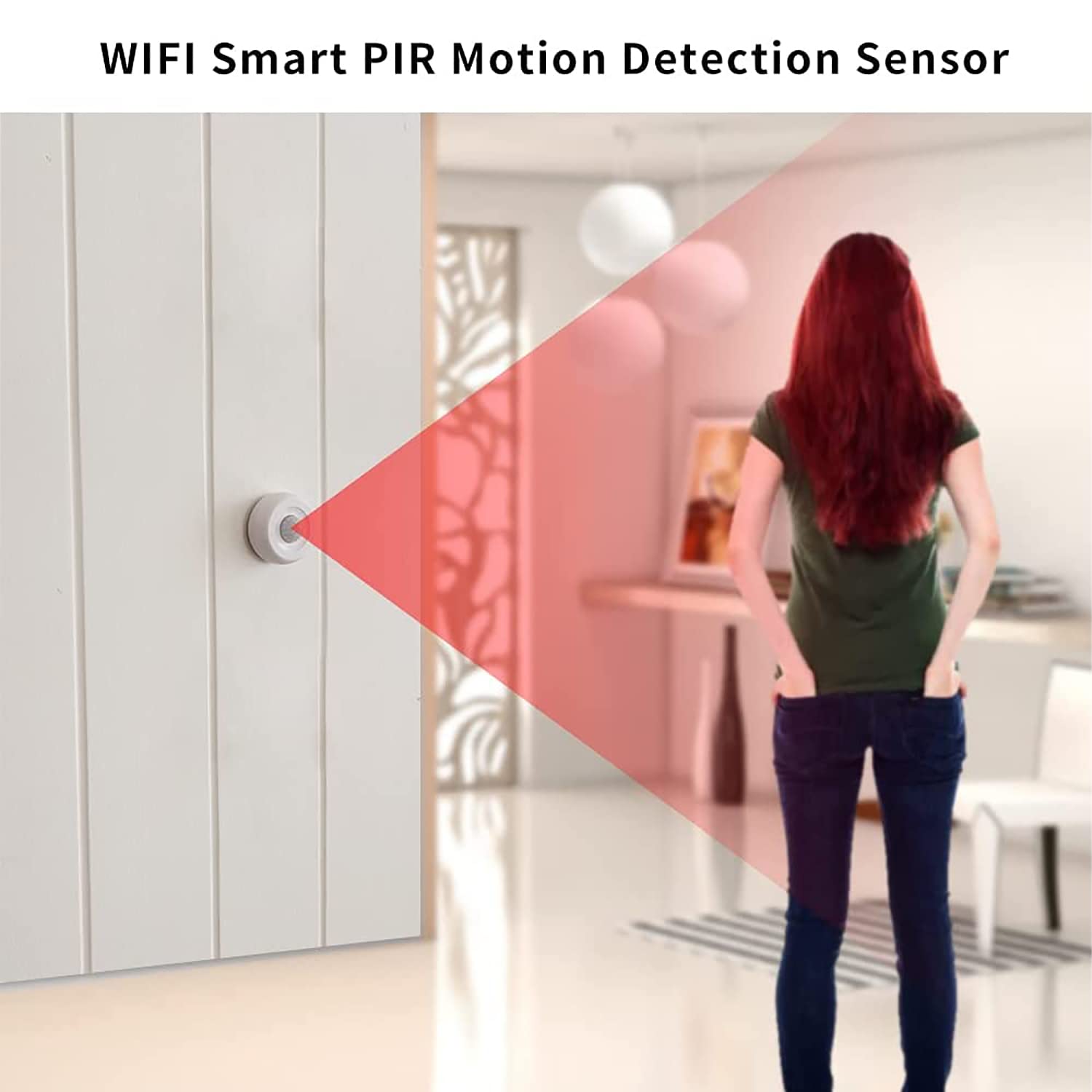 WiFi Smart Motion Sensor: PIR Motion Detector Alert, Wireless Infrared Home Security System with Free App Alerts, 360 Degree Detection Range, No Hub Required, for Smart Home Automation