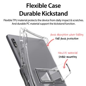 araree FLEXIELD SP Galaxy Tab S8 Plus 12.4", Smart Multiple Angle Kickstand Sturdy Cover with Convenient S Pen Holder Compatible with Galaxy Tab S8 Plus 12.4" (2022) Transparent Full Protective Case