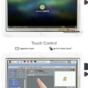 Waveshare 7inch Capacitive Touch Screen LCD with Bicolor Case Compatible with Raspberry Pi 4B/3B+/3A+/2B/B+/A+/Zero/Zero W/WH/Zero 2W CM3+/4 800×480 Resolution HDMI Supports Windows