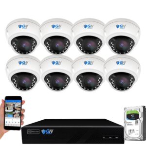 gw security 8 channel 4k nvr 8mp ai human vehicle detection starlight color night vision security camera system with 8 uhd 4k 2160p microphone poe outdoor/indoor weatherproof ip security dome cameras