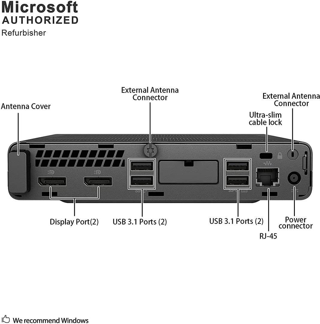 HP 800 G4 Mini Desktop Intel i7-8700T UP to 4.00GHz 32GB DDR4 New 512GB NVMe SSD Built-in Wi-Fi BT Dual Monitor Support Wireless Keyboard and Mouse Win11 Pro (Renewed)