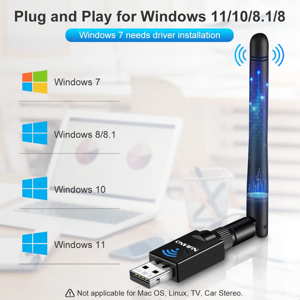 ONVIAN Bluetooth 5.0 Adapter for PC, 100M/328FT Long Range USB Bluetooth Dongle for PC Windows11/10/8/8.1/7, Wireless Bluetooth Transmitter Receiver for Desktop Laptop