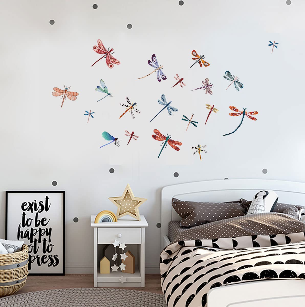 Watercolour Dragonfly Wall Decals，Dragonfly Sticker for Nursery，Lovely Animal Window Clings Decoration Wallpaper Mural for Kid’s Room Classroom School