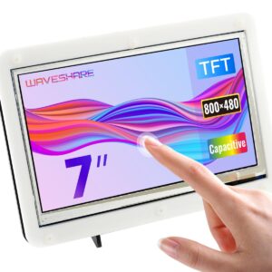 Waveshare 7inch Capacitive Touch Screen LCD with Bicolor Case Compatible with Raspberry Pi 4B/3B+/3A+/2B/B+/A+/Zero/Zero W/WH/Zero 2W CM3+/4 800×480 Resolution HDMI Supports Windows