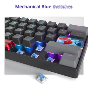 Owpkeenthy Wired 60% Percent Mechanical Gaming Keyboard with Blue Switch Ultra Compact RGB Gaming Keyboard Backlit Keys N-Key Rollover for PC Gamer (Dark/Blue Switch)