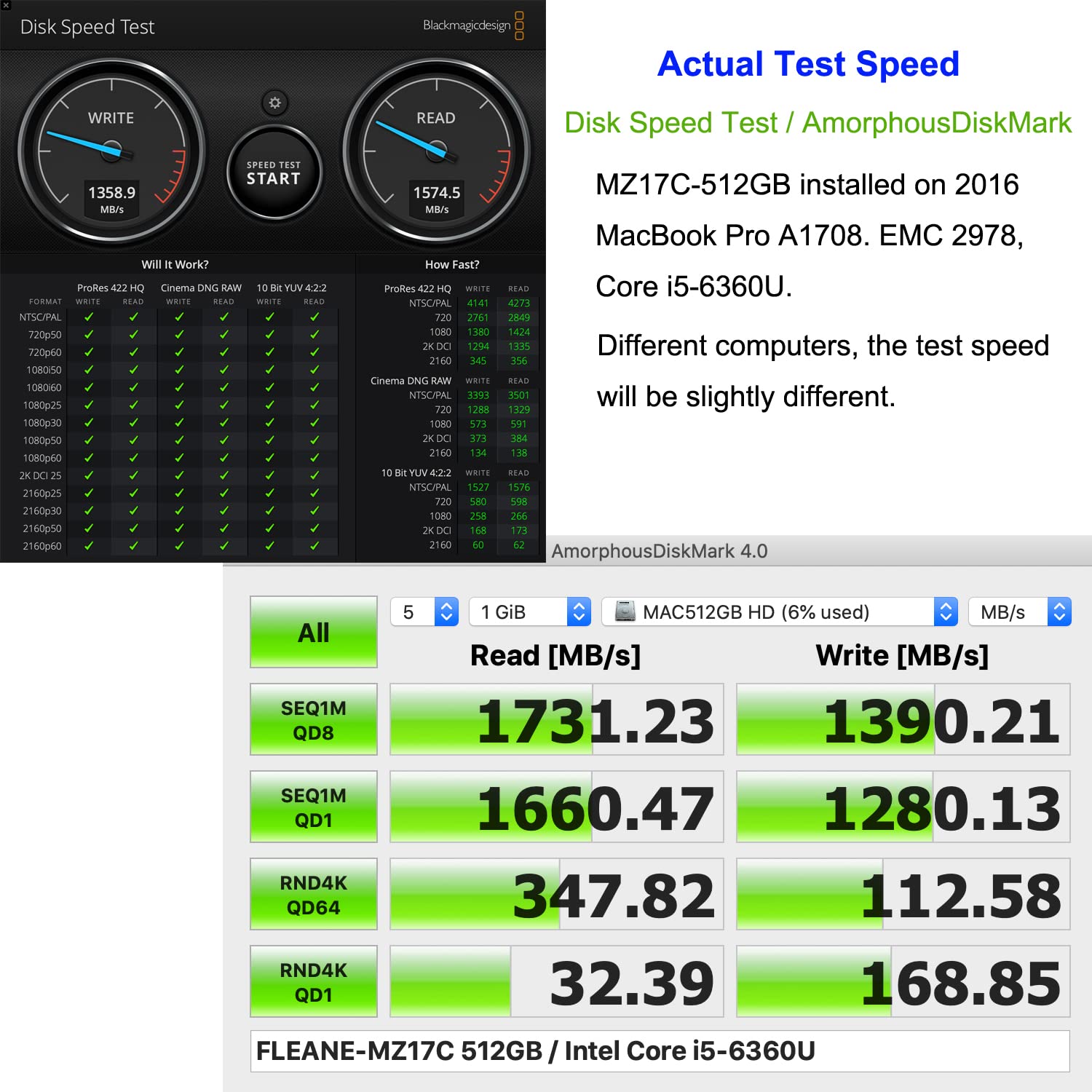 FLEANE MZ17C 512GB PCIe NVMe SSD for 2016 2017 MacBook Pro A1708 Upgrade Capacity (512GB)