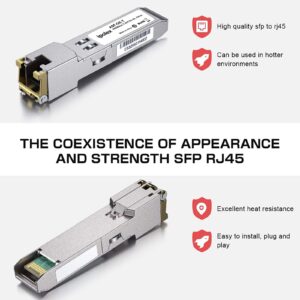 1.25G SFP to RJ45 Copper SFP-T, Gigabit Copper SFP 1000Base-T, for Cisco GLC-T/SFP-GE-T, Meraki MA-SFP-1GB-TX, Ubiquiti Unifi UF-RJ45-1g, D-Link, Intel, Netgear, Fortinet, Broadcom and More, 4 Pack