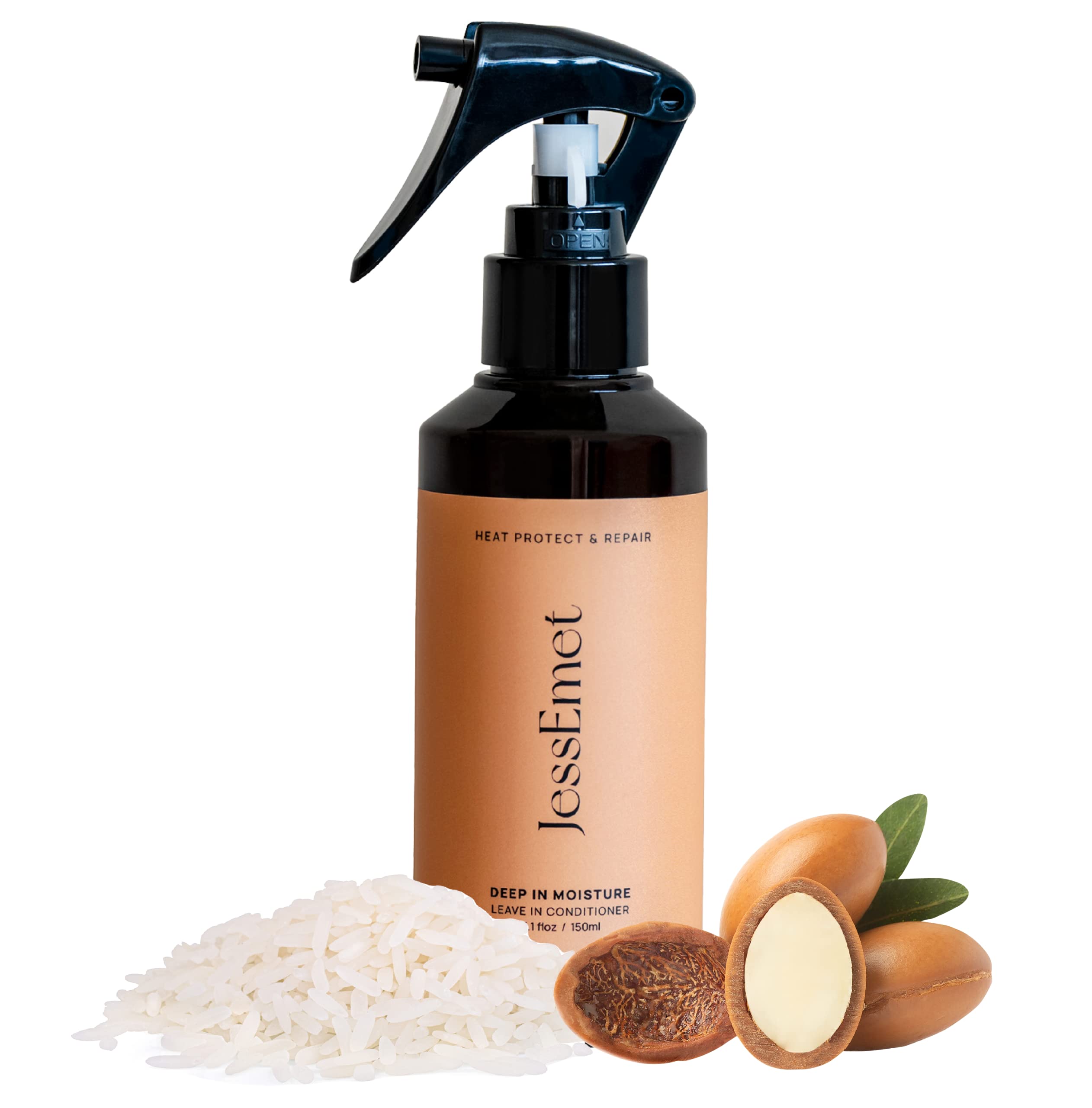 JessEmet Leave In Conditioner Spray Rice protein Heat Protectant Balances Moisture for all hair Types