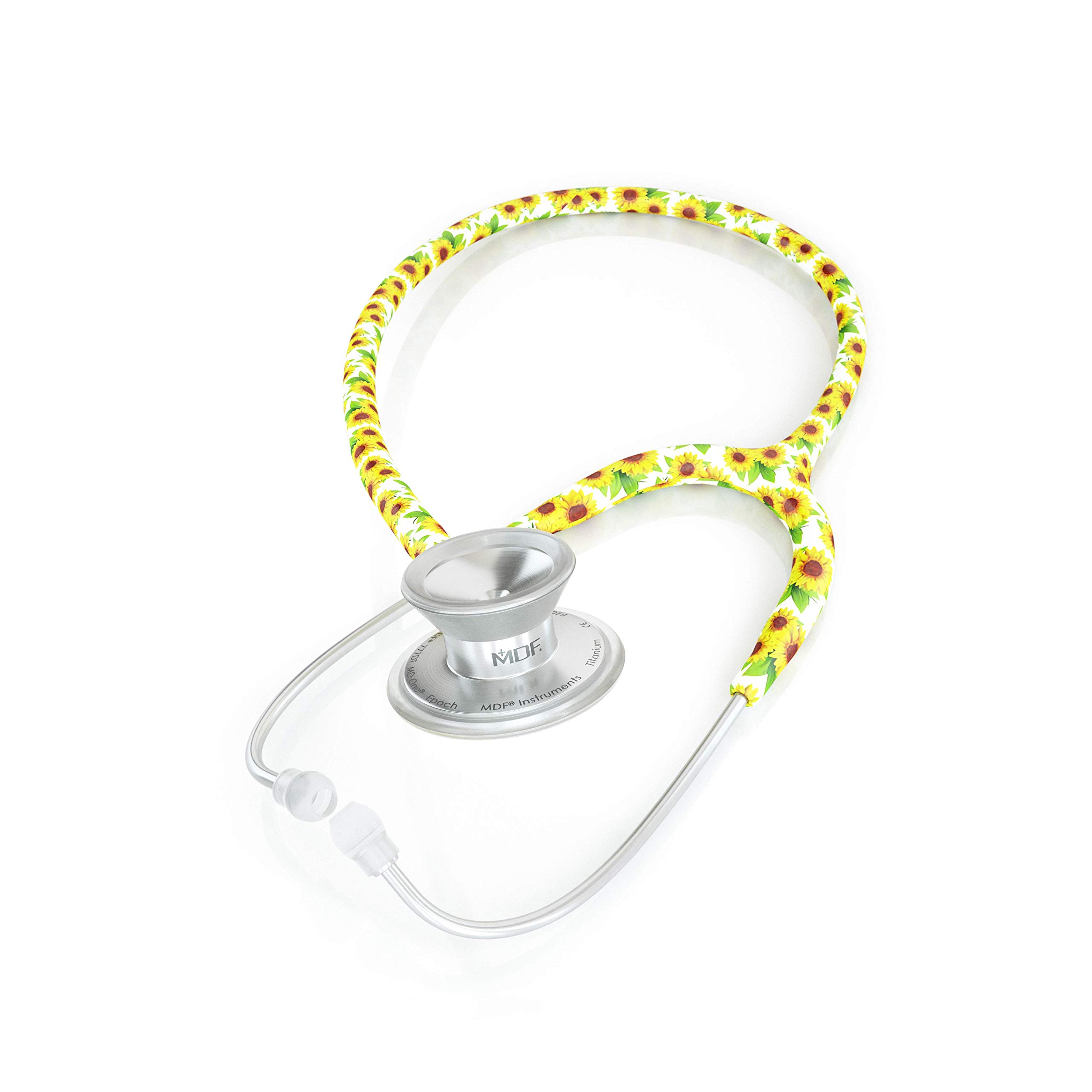 MDF Instruments MD One Epoch Lightweight Titanium Stethoscope (Sunflower) + MDF Pediatric Attachment with Clip