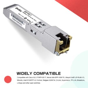 1.25G SFP to RJ45 Copper SFP-T, Gigabit Copper SFP 1000Base-T, for Cisco GLC-T/SFP-GE-T, Meraki MA-SFP-1GB-TX, Ubiquiti Unifi UF-RJ45-1g, D-Link, Intel, Netgear, Fortinet, Broadcom and More, 4 Pack