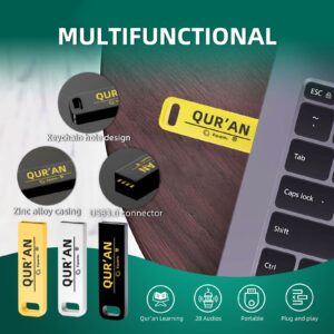 EQUANTU Quran USB Flash Drive - Portable 32GB Thumb Flash Drive, Quran in MP3 Format, 27 Famous Readers, Appliable for Cars, Laptops, Quran Speaker, and Other USB Compatible Devices (Black)