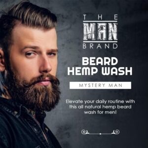 The Man Brand Beard Hemp Wash - Beard Cleanser for Men - Beard Wash with Aloe Vera Oil and Organic Hemp Seed Oil. - Scented Beard Moisturizer For Grooming (MYSTERY MAN - 8 oz)