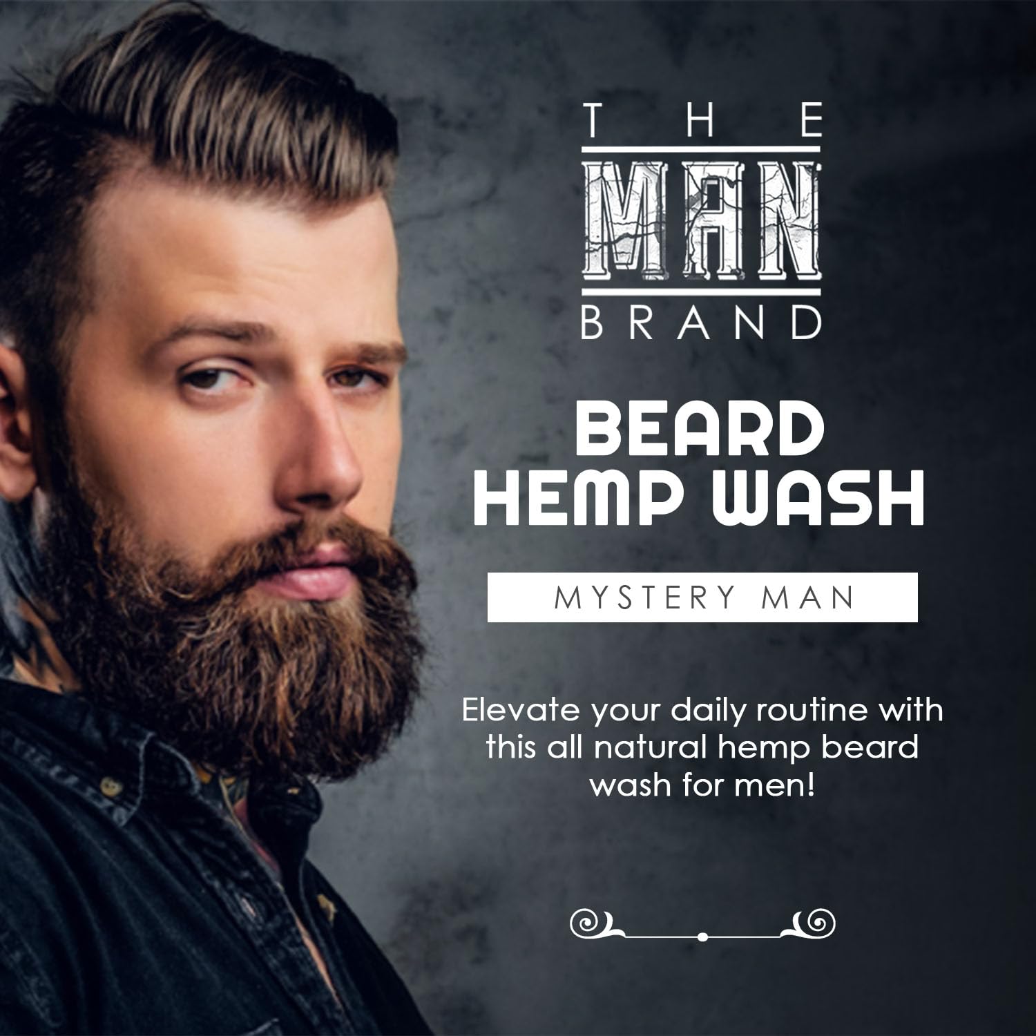 The Man Brand Beard Hemp Wash - Beard Cleanser for Men - Beard Wash with Aloe Vera Oil and Organic Hemp Seed Oil. - Scented Beard Moisturizer For Grooming (MYSTERY MAN - 8 oz)