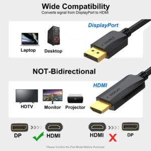 Thin DisplayPort to HDMI Cable 3ft, 2-Pack Display Port DP to HDMI Cable Adapter Male Cord, Gold-Plated Braided FHD Supports Video and Audio,Converts Signal for DP to HDMI Monitor