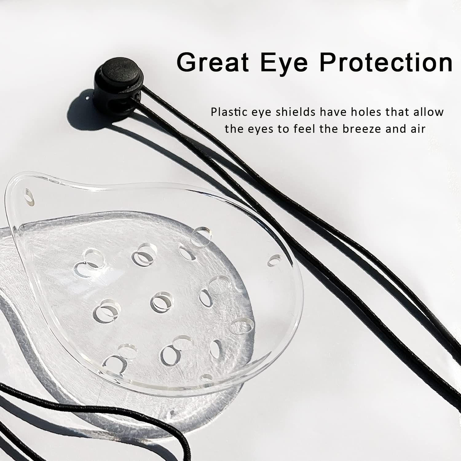 Vandorla Eye Shield, 6 Pcs Plastic Eye Shield Eye Patch for Eye Protection Eye Surgery Covering Breathable with 6 Elastic Rope, Transparent