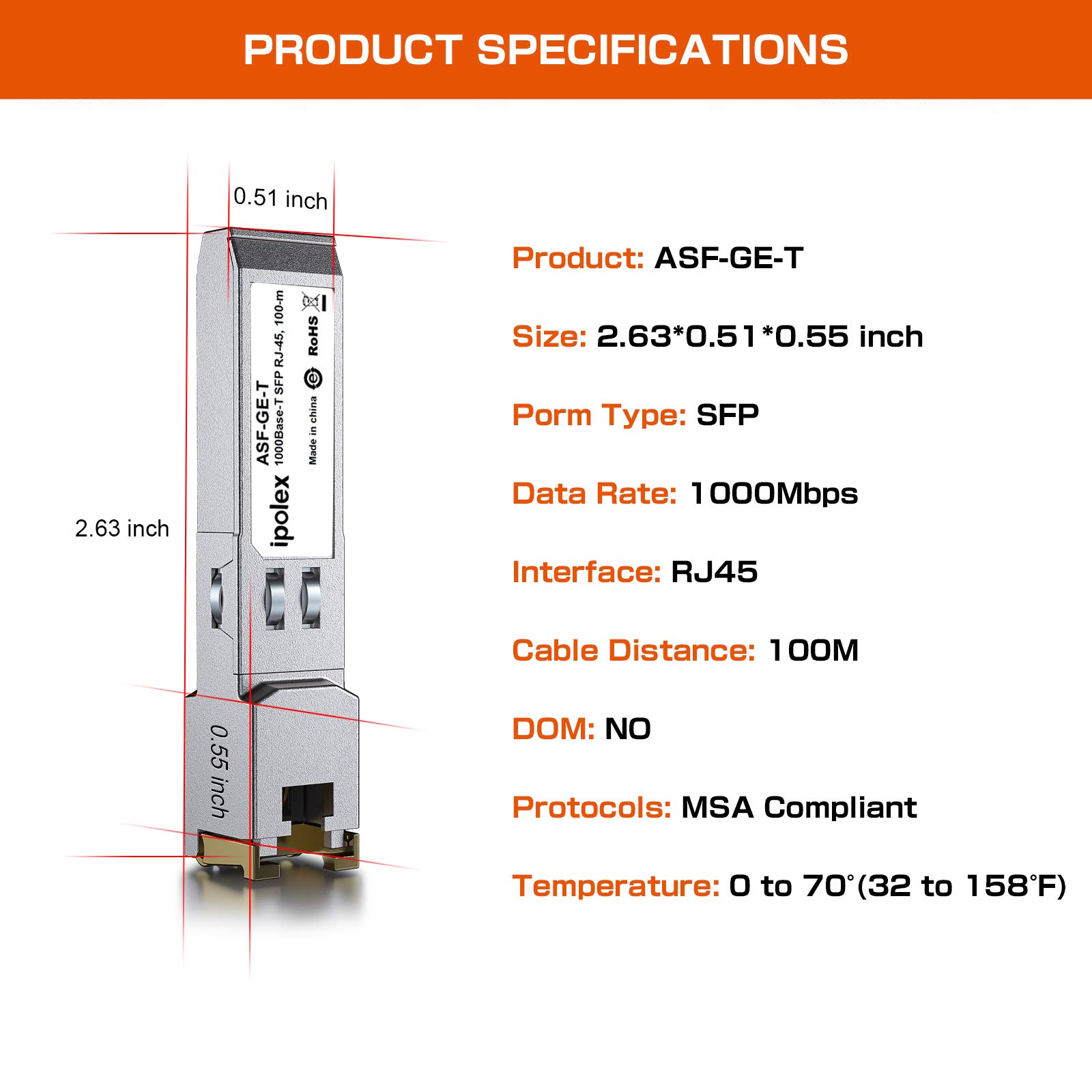 1.25G SFP to RJ45 Copper SFP-T, Gigabit Copper SFP 1000Base-T, for Cisco GLC-T/SFP-GE-T, Meraki MA-SFP-1GB-TX, Ubiquiti Unifi UF-RJ45-1g, D-Link, Intel, Netgear, Fortinet, Broadcom and More, 4 Pack