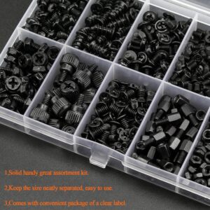 HELIFOUNER 450 Pieces Computer Standoffs Screws Assortment Kit for 2.5" SSD, Hard Drive, Computer Case, Motherboard, Fan Power Graphics with Screwdriver, Black