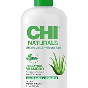 CHI Naturals with Aloe Vera Hydrating Shampoo, Helps Reduces Dryness, Damage & Breakage & Increase Shine, Sulfate, Paraben, & Cruelty-Free, 12 Oz