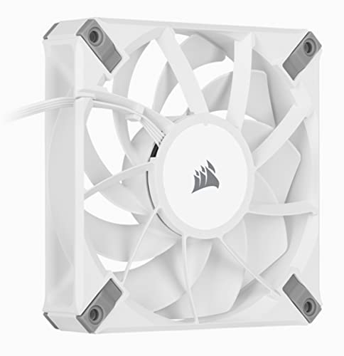 Corsair AF120 Elite, High-Performance 120mm PWM Fluid Dynamic Bearing Fan with AirGuide Technology (Low-Noise, Zero RPM Mode Support) Single Pack - White