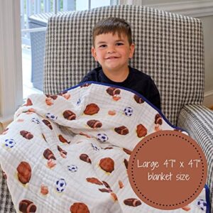 LollyBanks Muslin Quilts | 100% Cotton Nursery & Crib Blankets for Girls| Super Soft and Lightweight | Large Size 47" x 47" for Baby Toddler and Kid |Fun Sporty Print