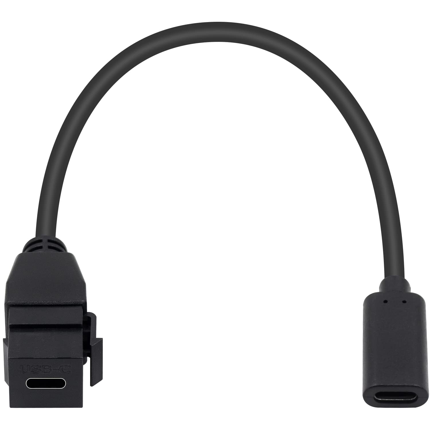 Poyiccot USB C Keystone Jack Insert Cable, USB 3.1 Type C Female to Female Extension Keystone Insert Adapter Keystone-to- Cable for Wall Plate Outlet Panel, Black, (USB Keystone Extension)