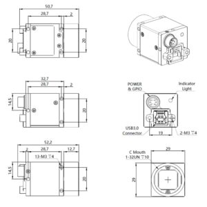 HTENG VISHI High Speed USB3.0 1/5.6" 0.3MP Machine Vision Global Shutter Color Digital Industrial Camera C-Mouth Supports Windows and Linux SDK Area Scan Camera 640x480 790FPS Indoor