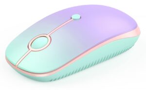 seenda bluetooth mouse - dual mode (bluetooth 4.0 + 2.4ghz) mouse with usb receiver, wireless slim portable multi-device mice for ipad, macbook, laptop, pc (gradient mint green to purple)