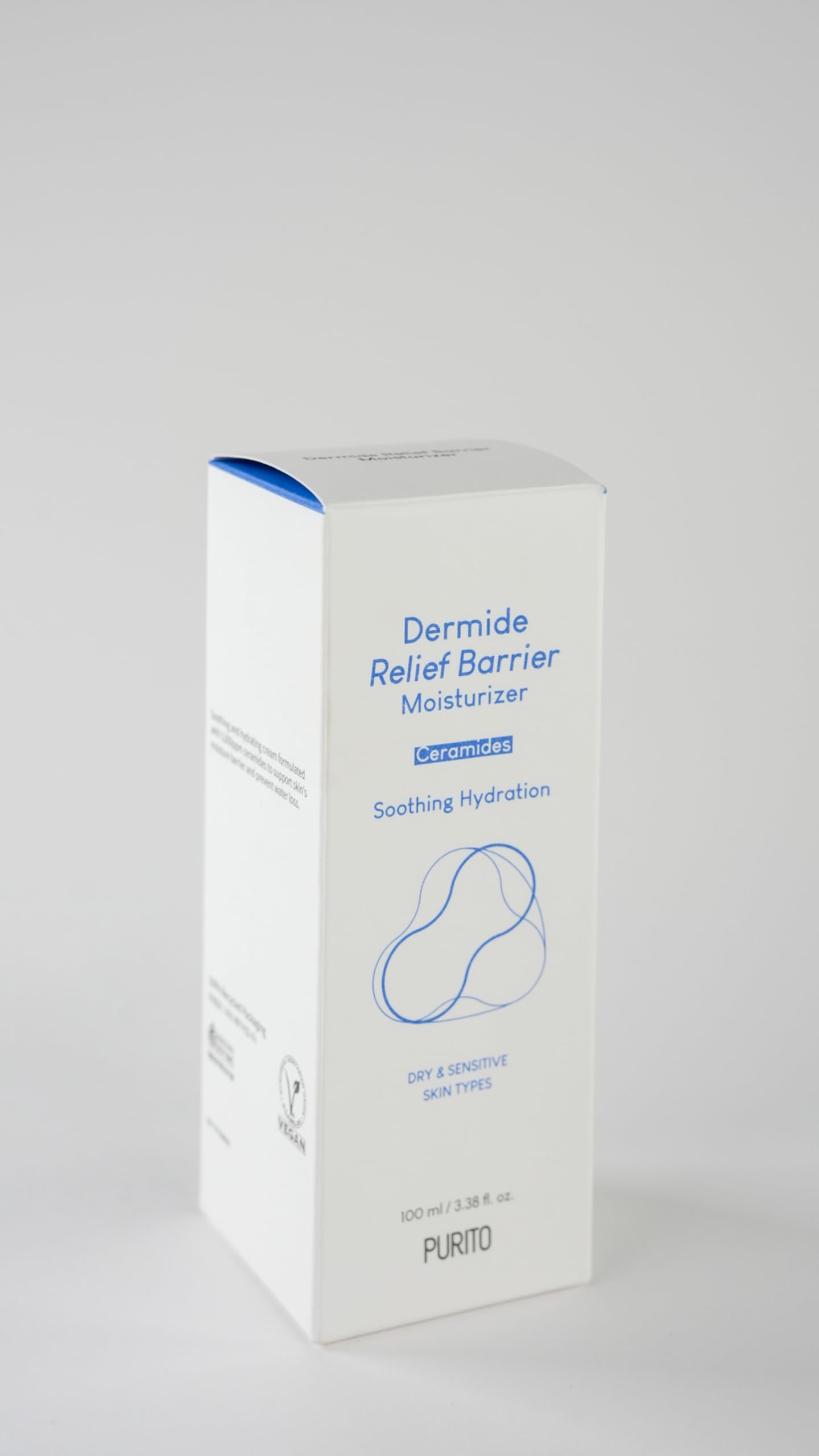 PURITO Dermide Relief Barrier Moisturizer 100ml / 3.38 fl. oz. vegan and cruelty free, relieving moisturizer, soothing, calming, safe ingredients, protective barrier