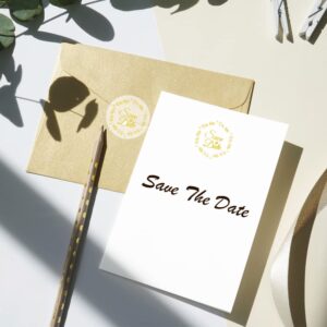 500 Pcs Save The Date Gold Circle Envelope Seals Stickers Party Invitation Self-Adhesive Universal Sealing Foil Transparent Stickers for Wedding Birthday Valentines Baby Shower Seals Lables Sticker