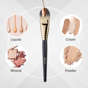 BEILI Foundation Brush Set for Liquid Mask Concealer Makeup Flat Foundation Makeup Brushes for Liquid Cream Foundation Powder Buffing Blending Premium Face Makeup Brushes(2Pcs)