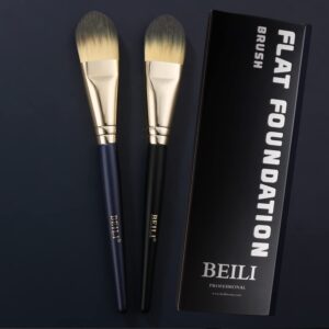 BEILI Foundation Brush Set for Liquid Mask Concealer Makeup Flat Foundation Makeup Brushes for Liquid Cream Foundation Powder Buffing Blending Premium Face Makeup Brushes(2Pcs)