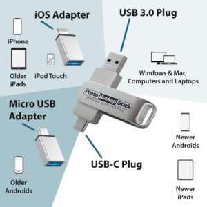 Photo Backup Stick Omega Universal Picture and Video Backup for Any Device - iPhone, Android, Computer, Tablets (512GB)