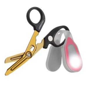 hummingbird 4in1 medical scissors - pocket size trauma shears w/clip-on led flashlight for nurses, students, respiratory therapists, veterinarians, and medical professionals (pink + led light)