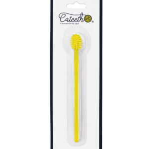 Heartsetpet Soft Cat Toothbrush with 360-degree Head | Safe, Effective & Deep Pet Teeth Cleaning | Brush Away Bad Breath | Food Grade Silicone (1 Pack, Yellow)