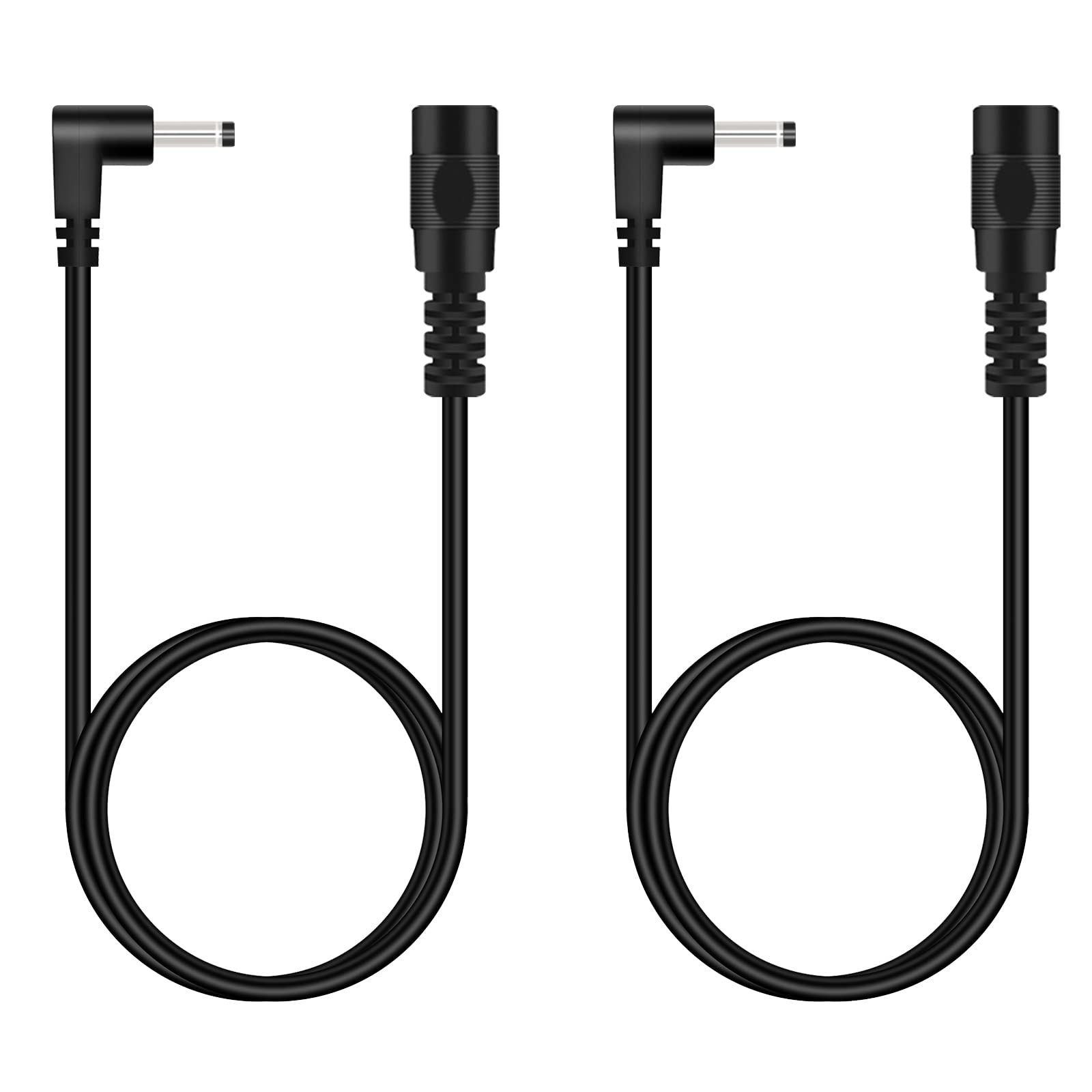 Fancasee (2 Pack 3 ft 3.5mm x 1.35mm DC Power Extension Cable 90 Degree Right Angle Male to Female Plug Adapter Extension Cord for IP Camera CCTV Surveillance Security Camera LED Strip DVR Router