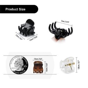 48pcs Mini Hair Claw Clips for Women Girls, Small Tiny Hair Clips Claws Little Plastic Jaw Clamps Clips with Transparent Box (Black/Brown/Clear)…