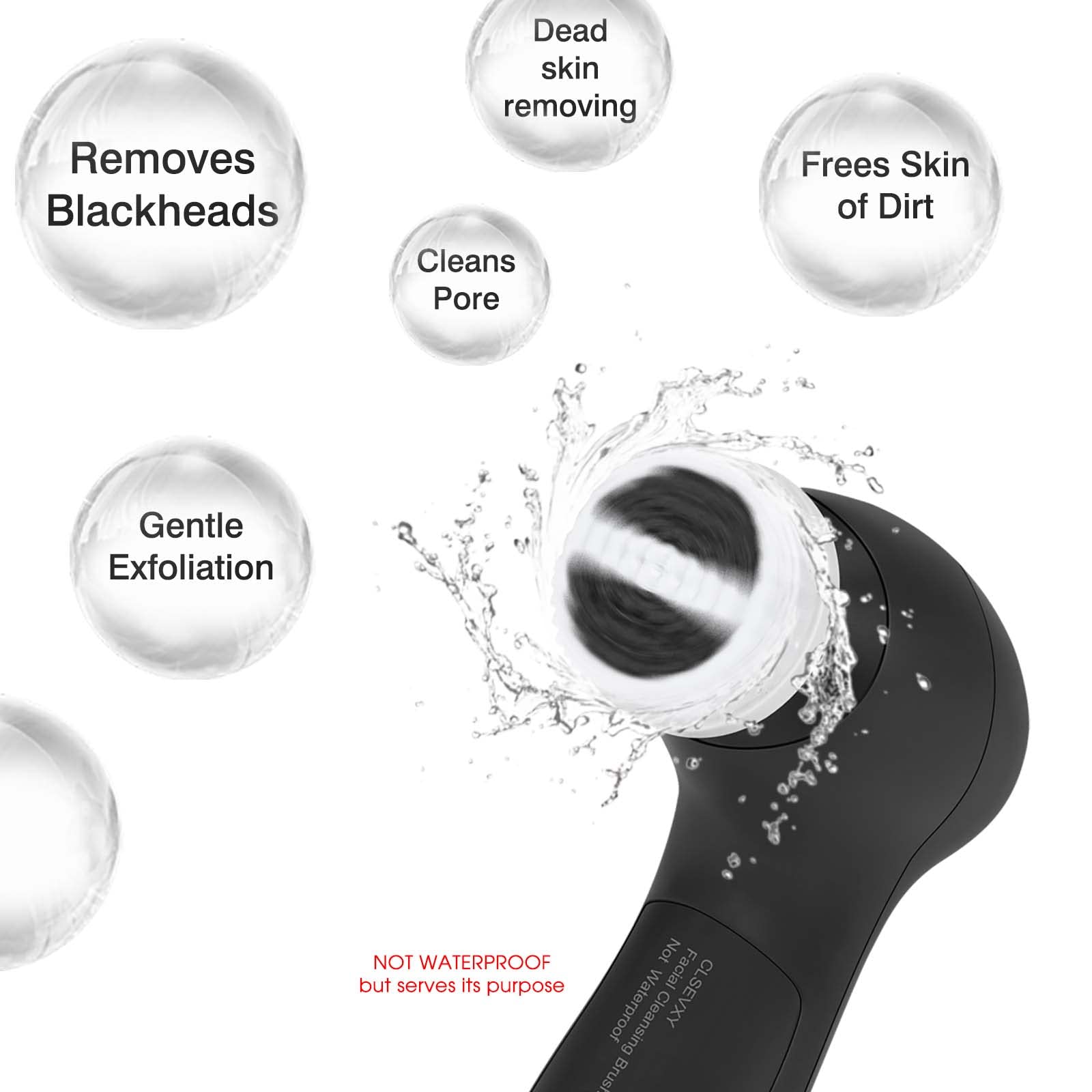 Facial Cleansing Brush Face Scrubber: CLSEVXY Electric Face Spin Cleanser Brushes with 6 Brush Heads for Deep Cleansing, Gentle Exfoliating, Removing Blackhead, Massaging