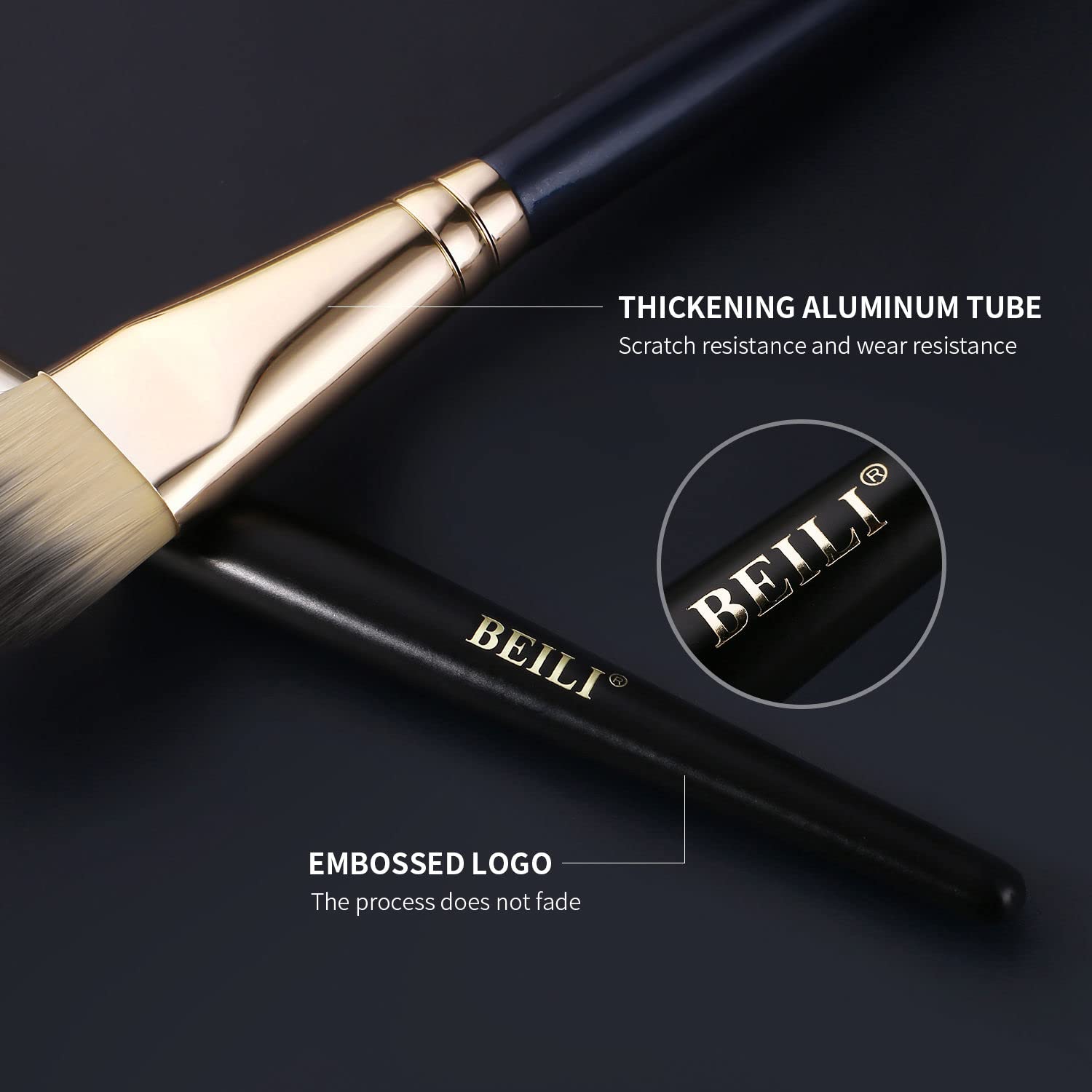 BEILI Foundation Brush Set for Liquid Mask Concealer Makeup Flat Foundation Makeup Brushes for Liquid Cream Foundation Powder Buffing Blending Premium Face Makeup Brushes(2Pcs)