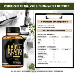 Hair + Beard Growth Vitamins for Men | Biotin 10,000mcg, Collagen, Patented OptiMSM®, goMCT®, Saw Palmetto | 60 Day Supply | Naturally Regrow Stronger, Thicker, Healthier Hair & Stops Hair Los