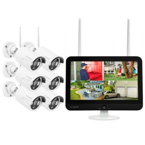 xmarto 2k qhd wireless security camera, 10ch 4k hd nvr with 12.1" hd screen and 6x 2k add-on wifi security camera system