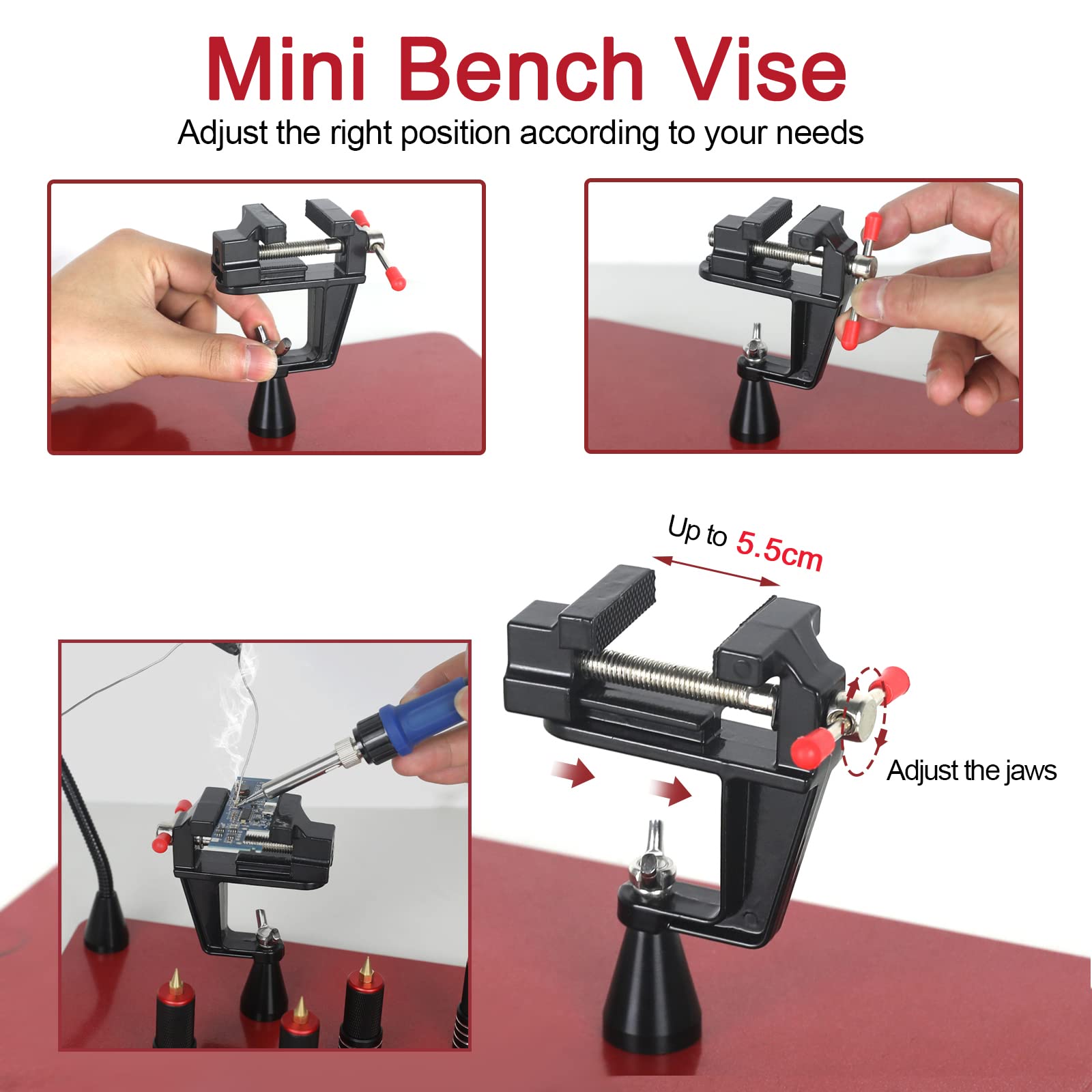 Soldering Helping Hands, NEWACALOX Third Hand Magnetic Helping Tool with 4 Soldering Helping Arms & Big PCB clamp Holder & 4 Upgrade PCB Holder Pillars, Waterproof Solder Clamp Station