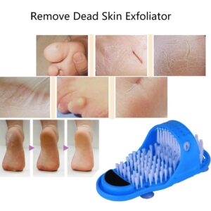 Magic Feet Cleaner, Airlxf Blue Feet Cleaner Washer Brush Exfoliate Cleaner Bristle Slipper No Bending Foot Massager for Washer Shower Spa Massager Slippers (1)