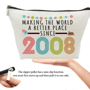 16th Birthday Gifts for Girls, Funny 16 Year Old Gift Makeup Bag, 2008 16th Birthday Makeup Bags for Her, Teens, Sister, Daughter, Niece, Granddaughter, Making The World a Better Place Since 2008