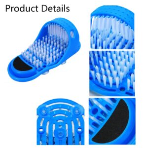 Magic Feet Cleaner, Airlxf Blue Feet Cleaner Washer Brush Exfoliate Cleaner Bristle Slipper No Bending Foot Massager for Washer Shower Spa Massager Slippers (1)