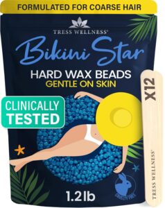 tress wellness hard wax beads for hair removal - for sensitive skin - bikini star 1.2lb