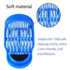 Magic Feet Cleaner, Airlxf Blue Feet Cleaner Washer Brush Exfoliate Cleaner Bristle Slipper No Bending Foot Massager for Washer Shower Spa Massager Slippers (1)