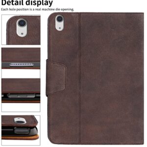 Gexmil Genuine Leather Case for iPad Air 11 Inch M2 2024,iPad Air 10.9 Inch Case 5th/4th Generation 2022/2020 Smart Cowhide Folio Cover with Pencil Holder,Auto Sleep/Wake Anti Slip,Sand Dark Brown