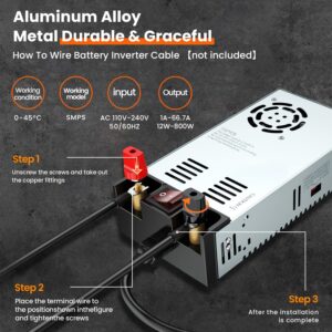 Denfix SMPS 110V AC to 12V DC Converter Power Supply Adapter Switch Transformer Max 50A 600W (with Switch)